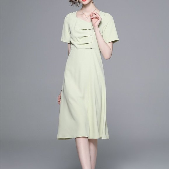 Simple and gentle style French waist short-sleeved dress - Picture 5 of 6